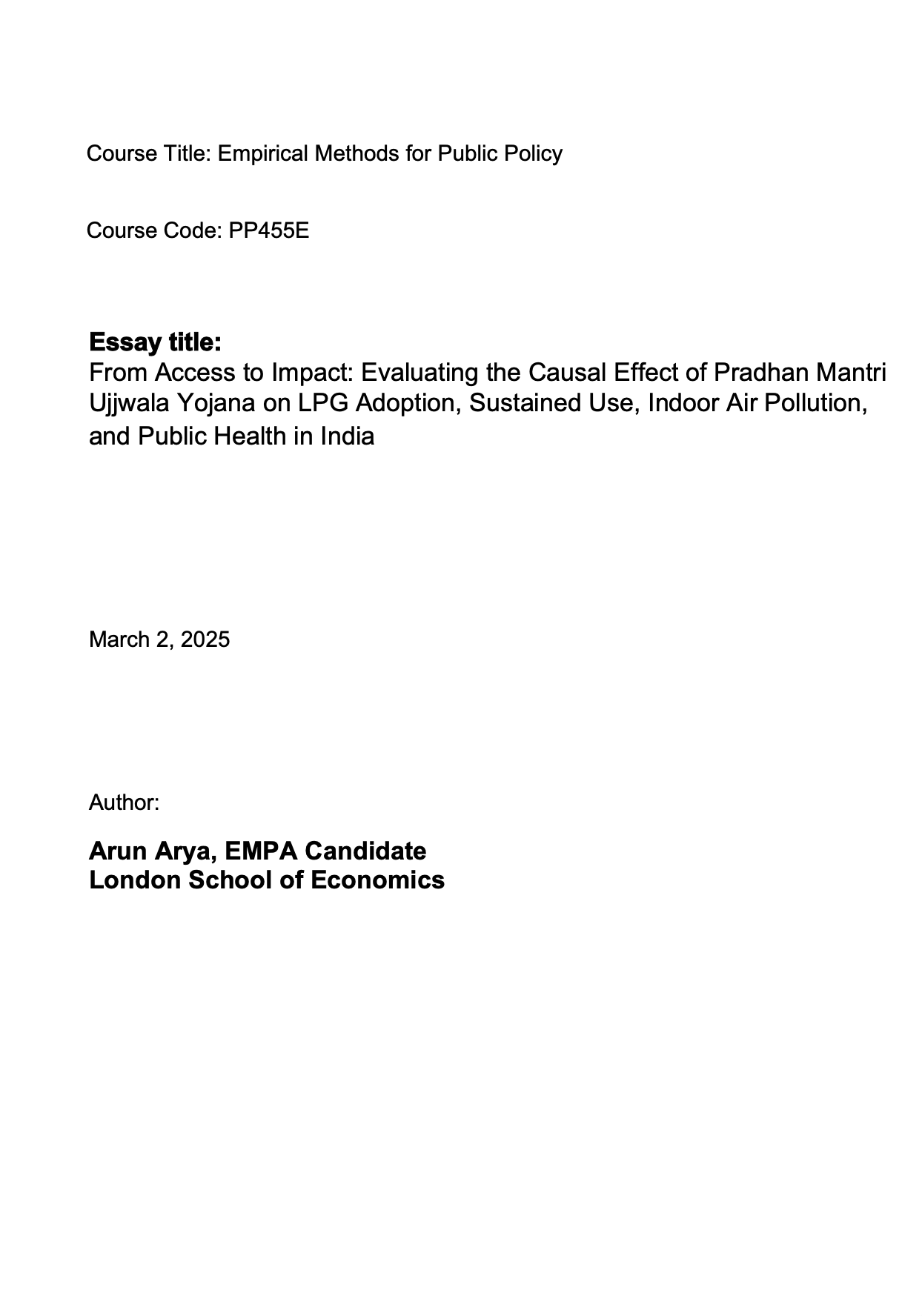 From Access to Impact: Evaluating the Causal Effect of Pradhan Mantri Ujjwala Yojana on LPG Adoption, Sustained Use, Indoor Air Pollution, and Public Health in India