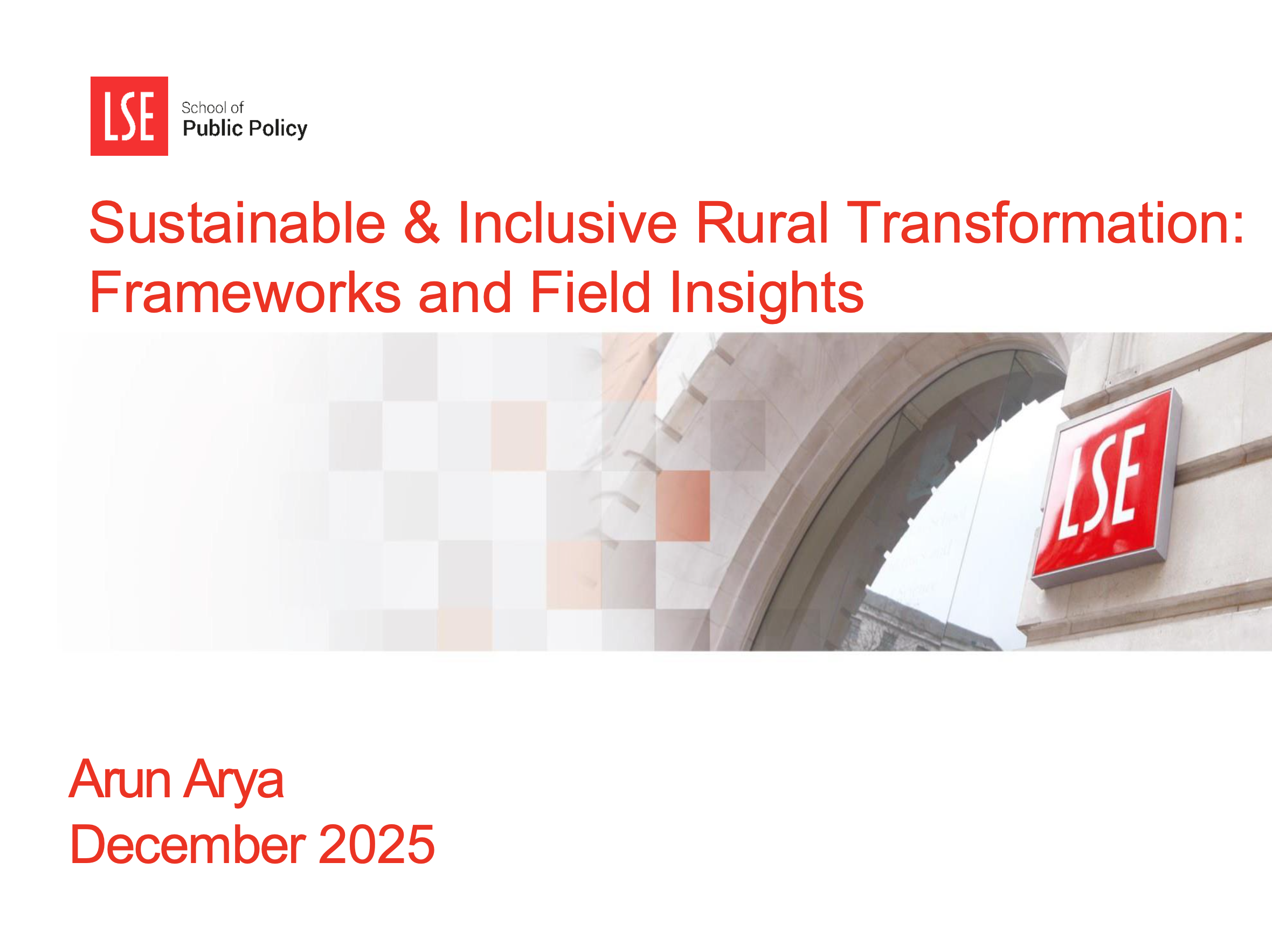 Sustainable and Inclusive Rural Transformation – Frameworks and Field Insights